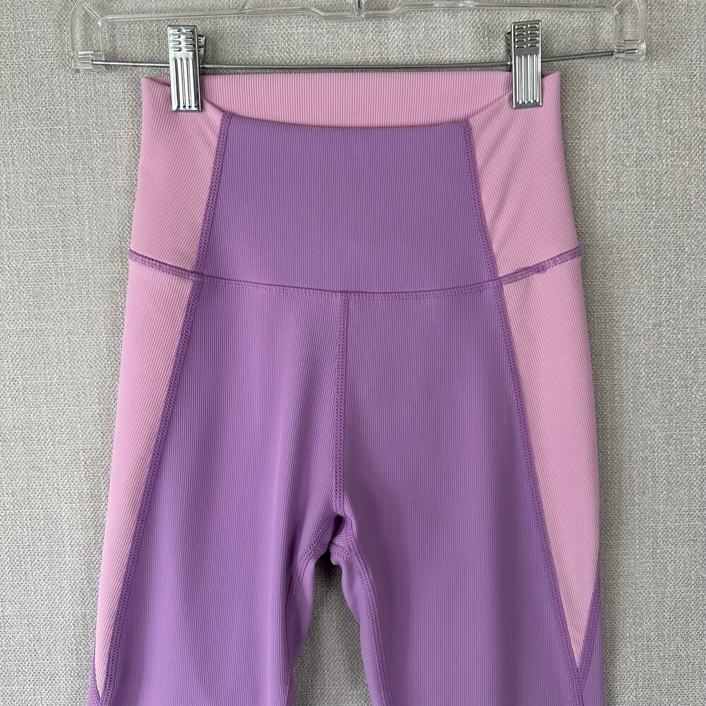 WILO the Label Leggings Ribbed Pink Purple Two Toned Colorblock Size XS - Picture 4 of 7